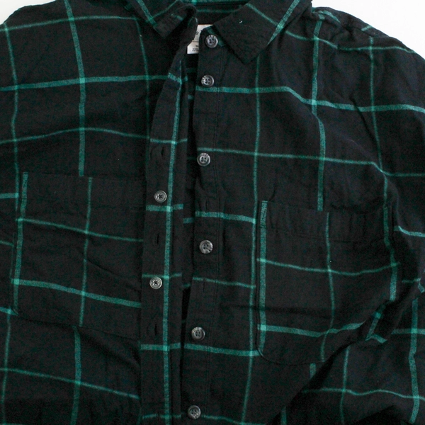 Ava & Viv Black/Green Long Sleeve Button Up Flannel Shirt Women's Size 1X