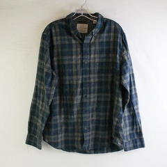 Weatherproof Blue/Gray Flannel Long Sleeve Button Up Men's Shirt Size XL