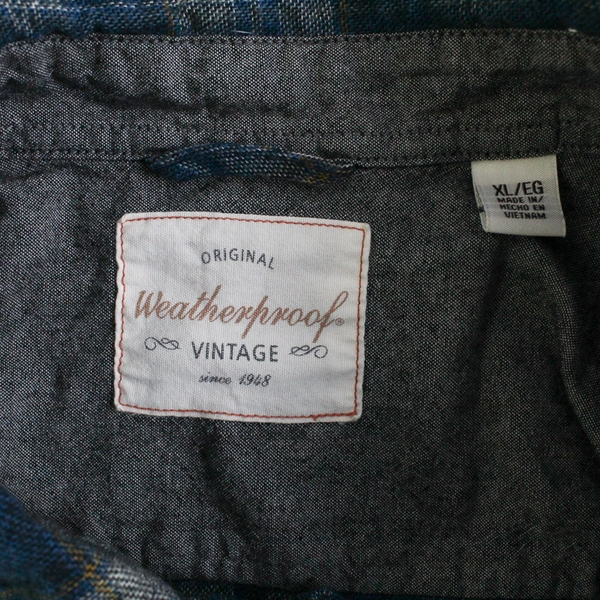 Weatherproof Blue/Gray Flannel Long Sleeve Button Up Men's Shirt Size XL