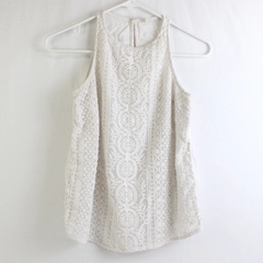 Old Navy Solid White Color Lace Pattern Sleeveless Top Women's Size XS