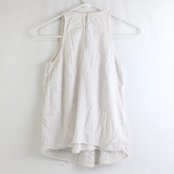 Old Navy Solid White Color Lace Pattern Sleeveless Top Women's Size XS