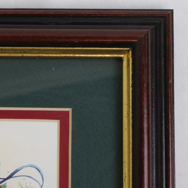 Peggy Abrams Signed Santa Print "Windswept Traveler" Matted & Framed w/Glass