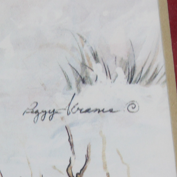 Peggy Abrams Signed Santa Print "Windswept Traveler" Matted & Framed w/Glass