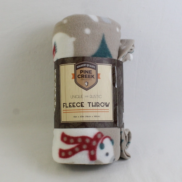 Pine Creek Fleece Throw Blanket Bear Forest Design 46" x 63" New