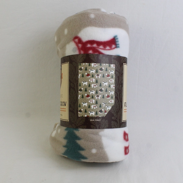 Pine Creek Fleece Throw Blanket Bear Forest Design 46" x 63" New