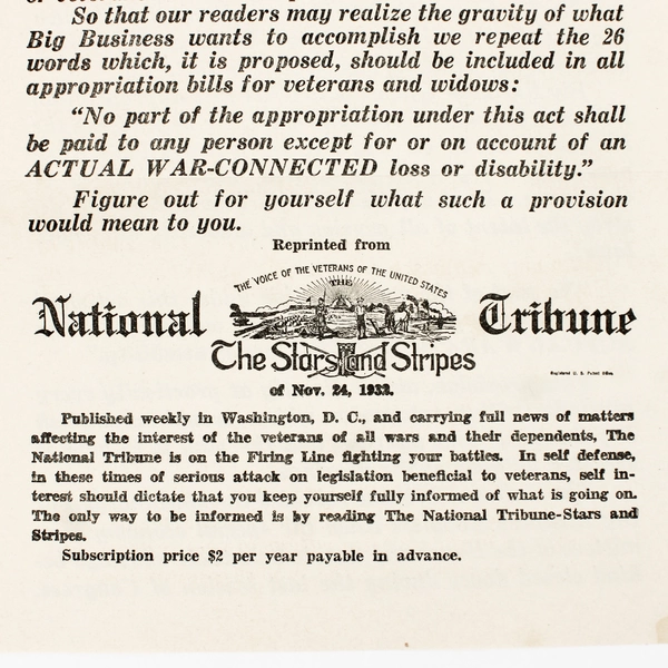 National Tribune Stars & Stripes 1932 Subscription Letter Pamphlet Lot Pensions 