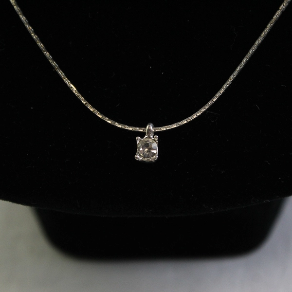Unbranded Faux Diamond Charm on Silver-Toned Chain Necklace 17"