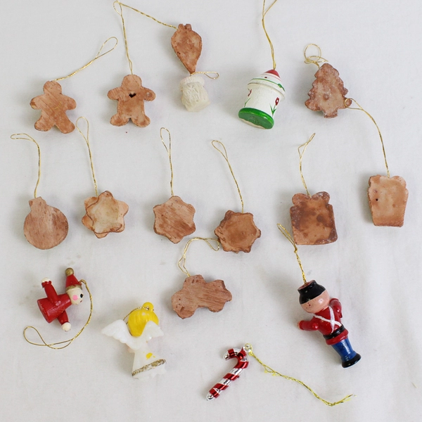 Lot of 17 Vintage Miniature Hanging Christmas Ornaments