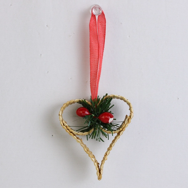 Lot of 3 Corn Husk Hollow Christmas Hanging Ornaments