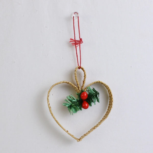 Lot of 3 Corn Husk Hollow Christmas Hanging Ornaments