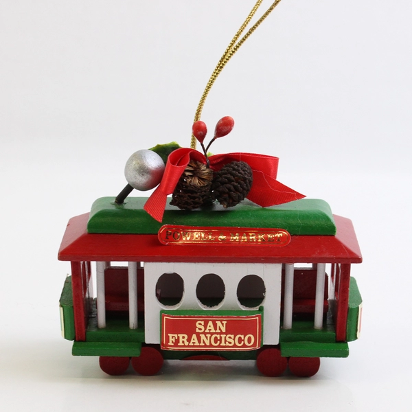 CTC Wooden Powell & Market San Francisco Trolley Christmas Tree Ornament, 2016