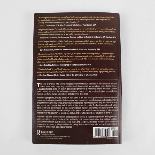 Evidence-Based Policymaking by Karen Bogenschneider Thomas J Corbett 2010 PB