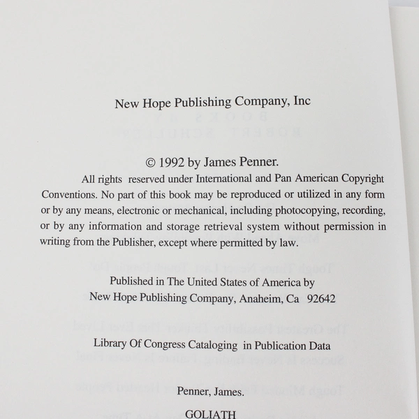 Goliath The Life of Robert Schuller by James Penner 1992 Hardcover Dust Jacket