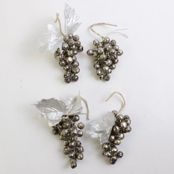 Lot of 4 Bunches of Silver Bells with Hanging Hooks