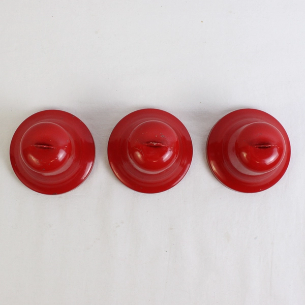 Lot of 3 Red Metal Bell Ornaments 3" Tall