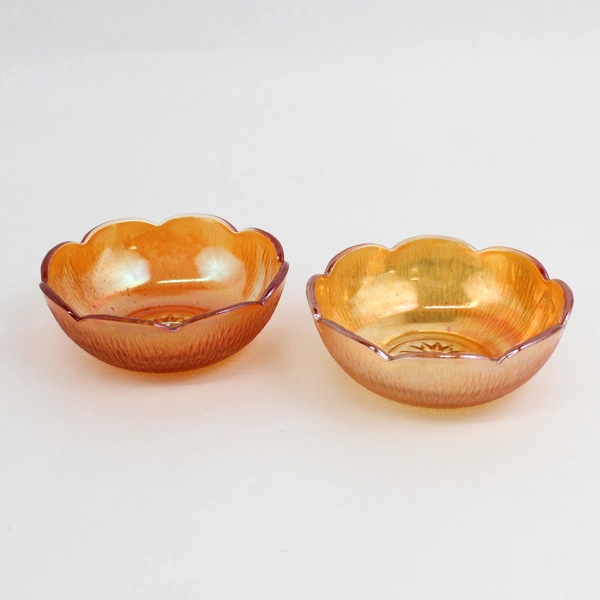 Lot Of 5 Jeannette Tree Bark Marigold Pattern Bowls 4 Small (4.5") Large (7.5")