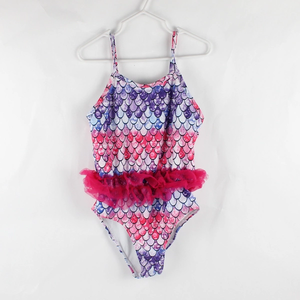 Swimsobo Pink and Purple Mermaid Fish Scale One Piece Swimsuit Girls' Size XL
