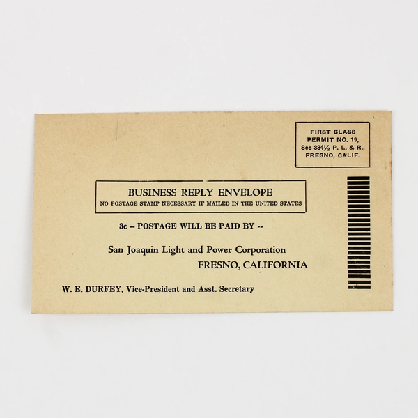 Lot Of 3 San Joaquin Light & Power Company 1930s Envelopes California 