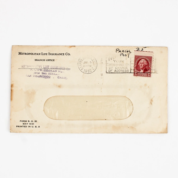 Lot Of 3 San Francisco Bank Metropolitan Insurance Envelopes 1932 California