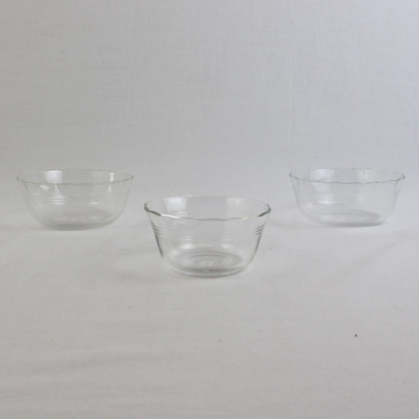 Lot Of 3 Pyrex Clear Glass Custard Cup/Small Bowls 1 (6 Oz) 2 (10 Oz)