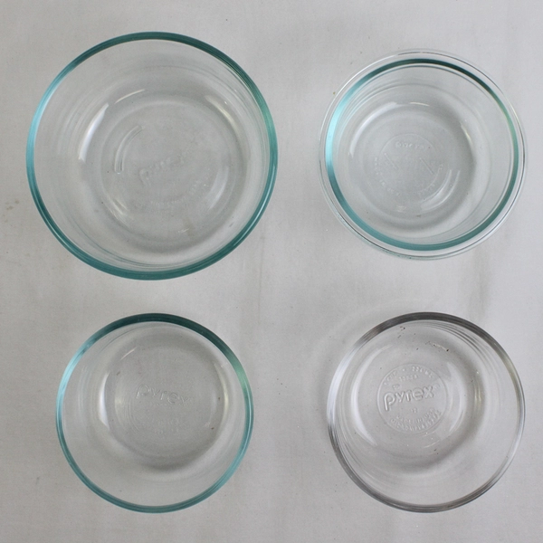 Lot Of 4 Pyrex Clear Glass Custard Cup/Small Bowls (1 Cup Size)