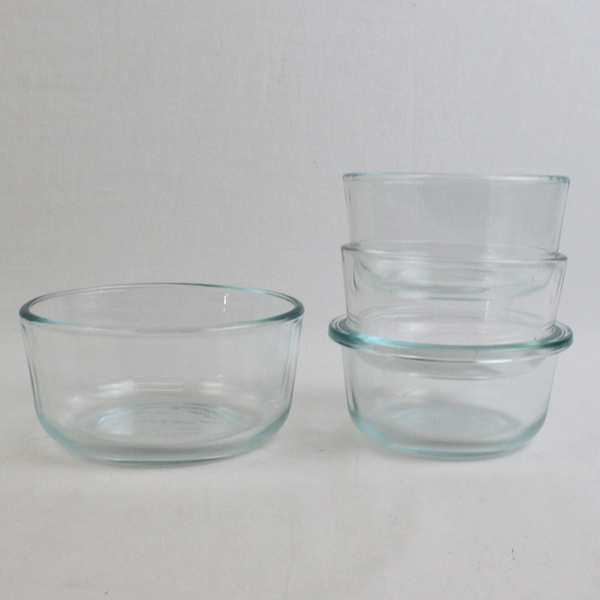 Lot Of 4 Pyrex Clear Glass Custard Cup/Small Bowls (1 Cup Size)