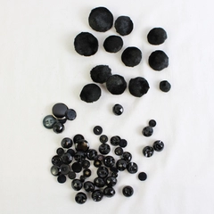Lot of 64 Assorted Sizes/Styles Black Craft/Clothing Buttons
