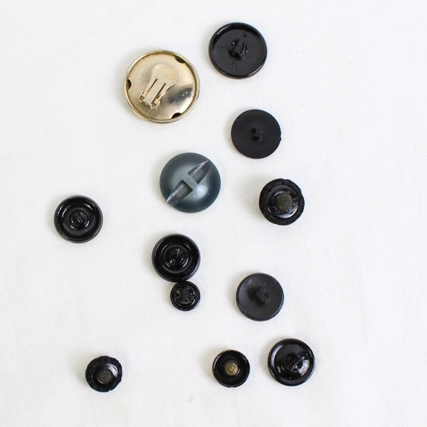 Lot of 64 Assorted Sizes/Styles Black Craft/Clothing Buttons