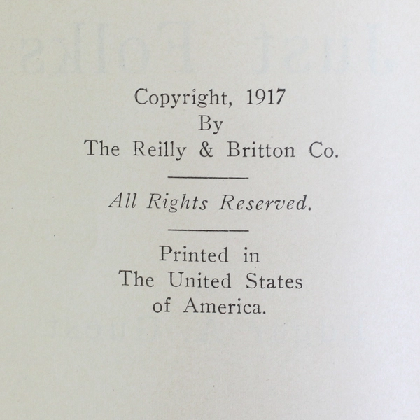 Antique Just Folks by Edgar A Guest 1917 Hardcover Book of Poetry