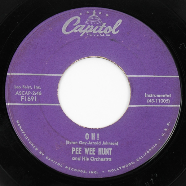 Pee Wee Hunt Oh! F1691 Capitol Vinyl 7" 45 RPM Record