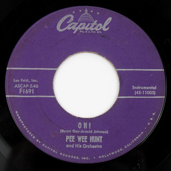 Pee Wee Hunt Oh! F1691 Capitol Vinyl 7" 45 RPM Record