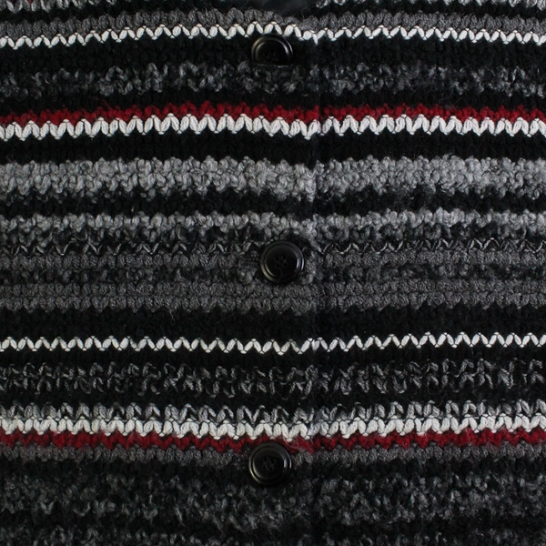 First Option Black Gray and Red Knit Button-Up Cardigan Women's Size Medium