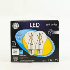 2 Pack GE LED 60W Equivalent A19 Long-Life Bright Energy Saving Medium Base