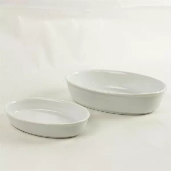 Set of 2 Pier 1 White Oval Serving Dishes 10x7x2.25in 