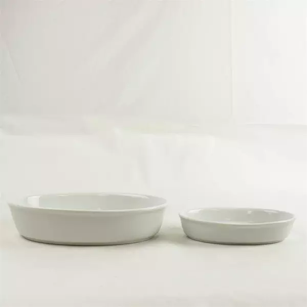 Set of 2 Pier 1 White Oval Serving Dishes 10x7x2.25in 