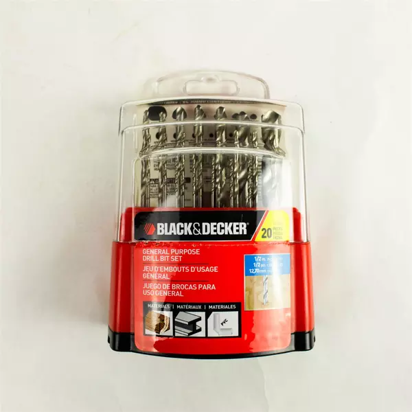 Black & Decker DR340 Drill w/ 20pc Bit Set & Case Used Untested