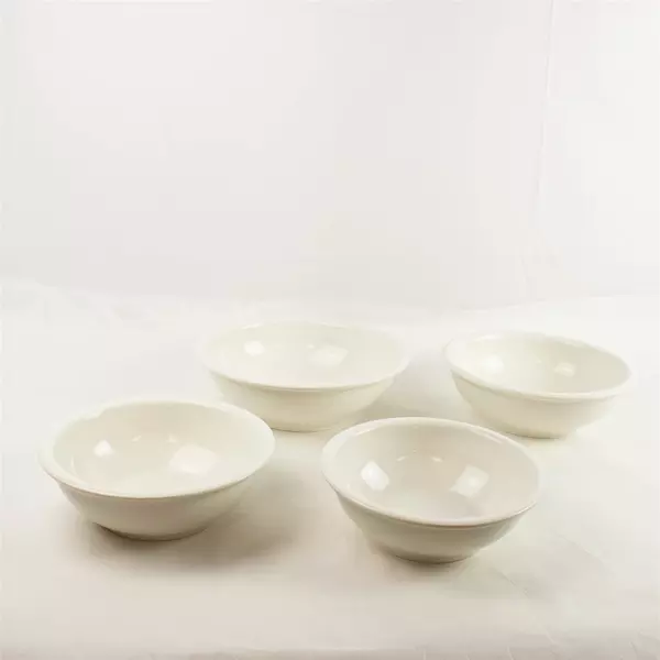 Pier 1 Imports Set of 4 White Glaze Nesting Mixing Bowls