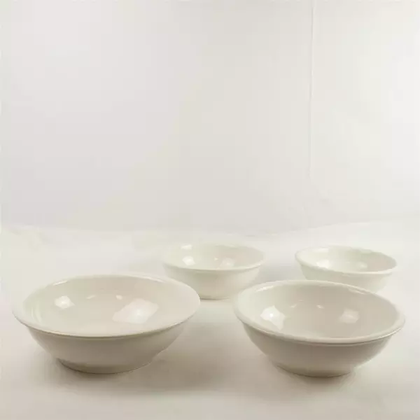 Pier 1 Imports Set of 4 White Glaze Nesting Mixing Bowls
