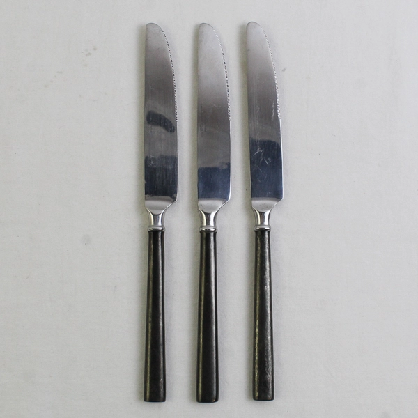 Lot Of 3 Hampton Silversmiths Carrara Enamel-Black (Stainless) Flatware Knives