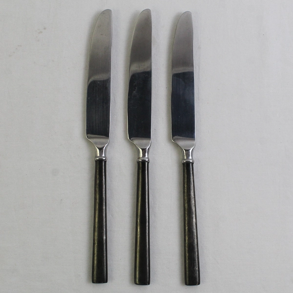 Lot Of 3 Hampton Silversmiths Carrara Enamel-Black (Stainless) Flatware Knives