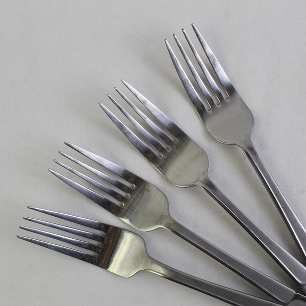 Lot Of 4 Hampton Silversmiths River Frosted (Stainless) Flatware Dinner Forks