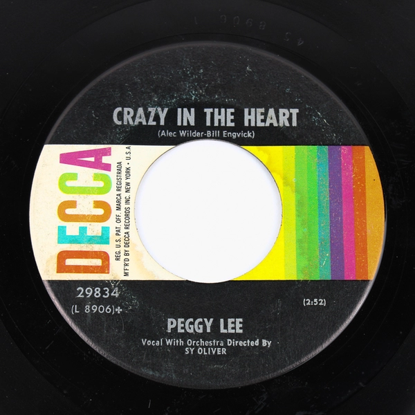 Peggy Lee Mr Wonderful/Crazy In The Heart by Decca Records 7" Vinyl Record 45RPM