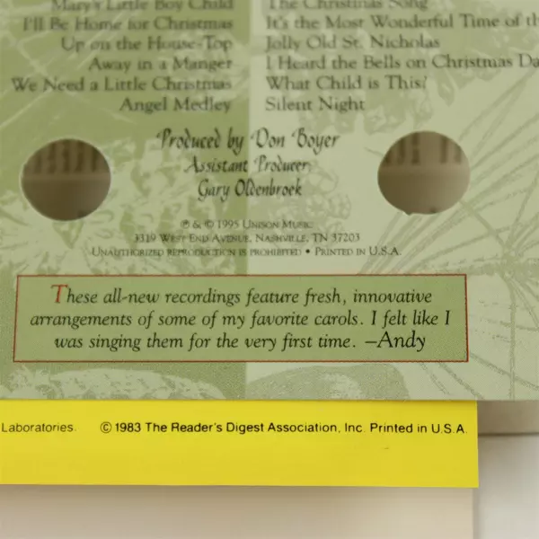 Lot of 2 Vintage Cassettes Holiday Albums - Perry Como Christmas & Andy Williams