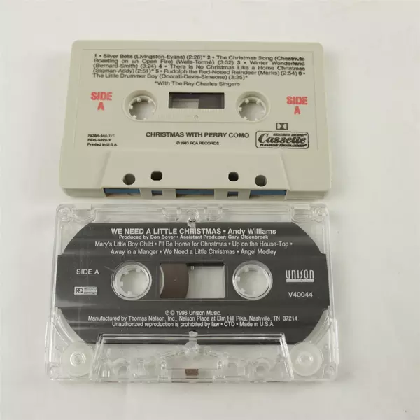 Lot of 2 Vintage Cassettes Holiday Albums - Perry Como Christmas & Andy Williams