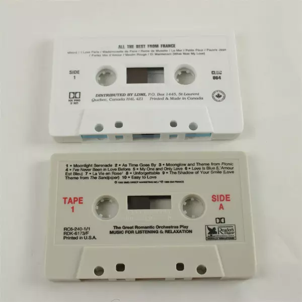 Lot of 2 Cassette Tapes: All the Best From France & Million Seller Hits 50s
