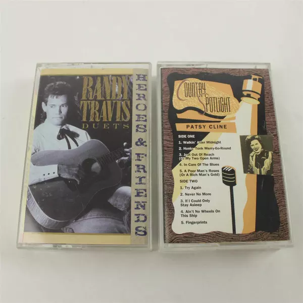 Lot of 2 Cassette Randy Travis Heroes & Friends & Patsy Cline Country Spotlight
