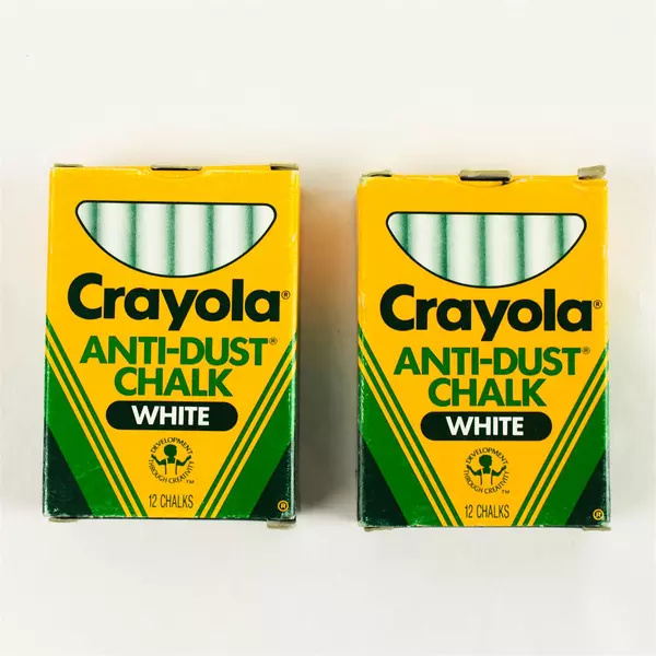 Set of 2 Crayola White Chalk 12 pcs Each Classroom/Sidewalk