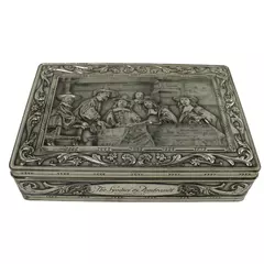 Vintage Rembrandt "The Syndics" Hinged Biscuit Tin Victoria Holland 6x9