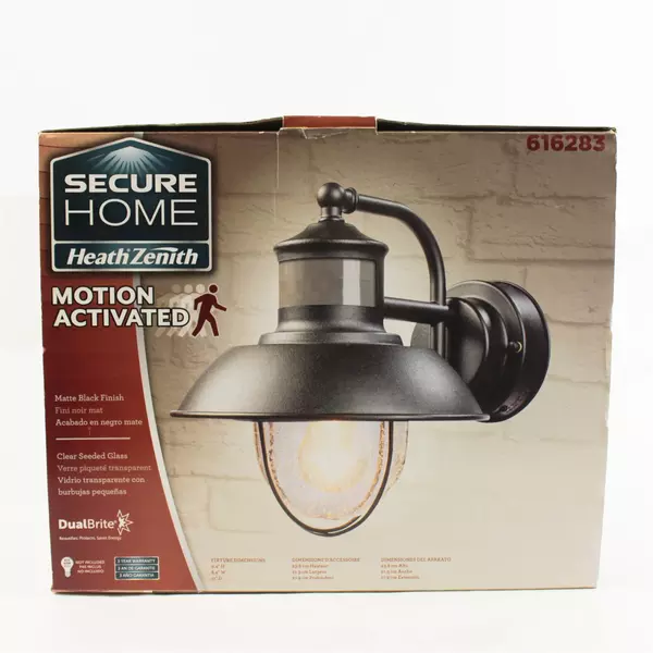 Secure Home Motion Activated Black Porch Light Model 616283 - Open Box