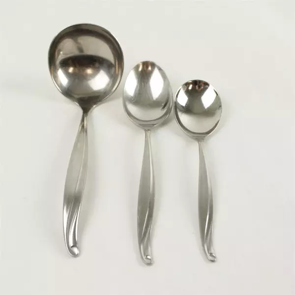 Lot of 3 Oneida Rogers Surfmaid Cabana Soup Spoon Sugar Spoon Gravy Ladle